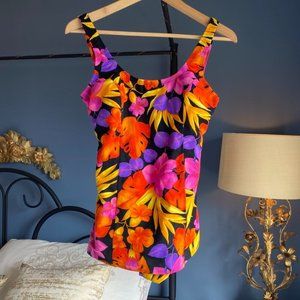 Vintage 90s Speedo Tropical Print One Piece Swimsuit